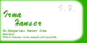 irma hanser business card